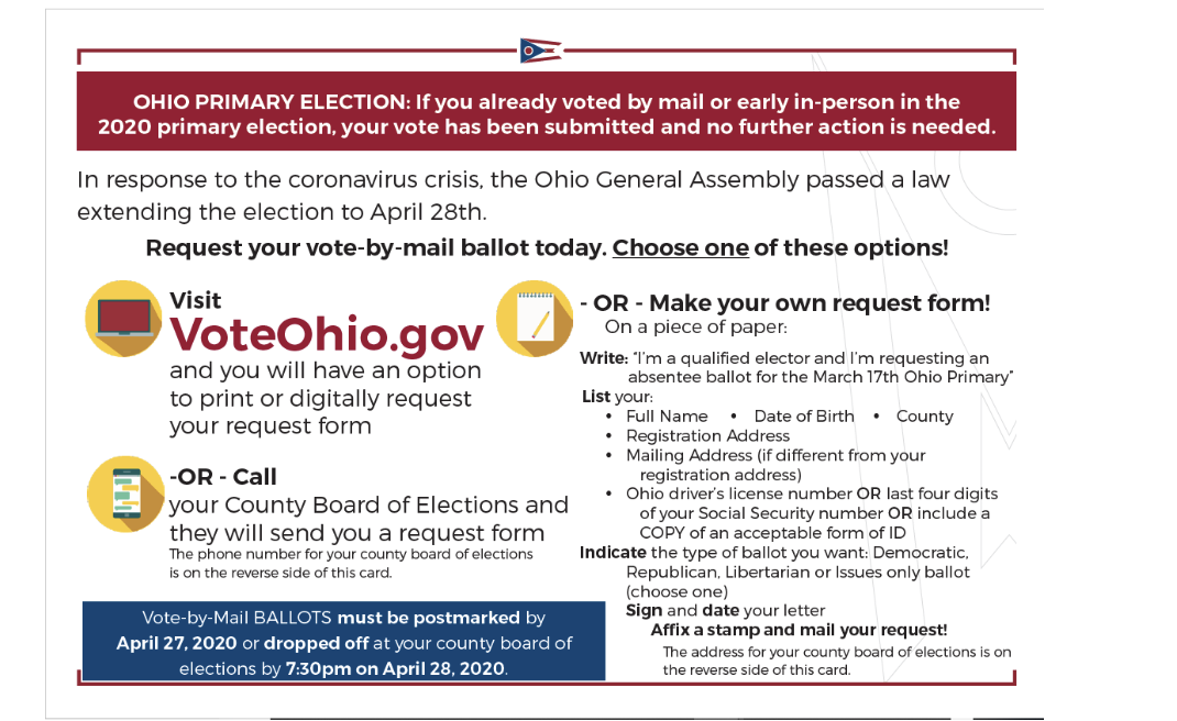 Ohio voters will receive post cards for Ohio primary election The Ada